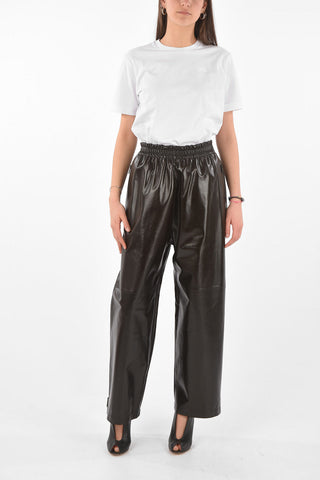 3 Pocket Elastic Waistband Leather Palazzo Pants