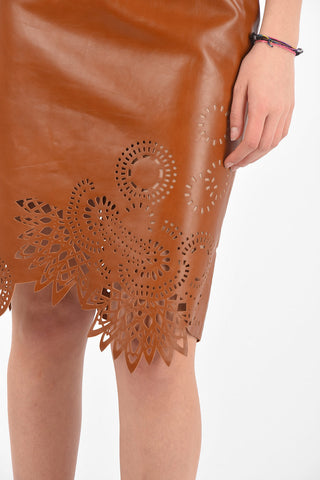 Openwork Detail LASS Leather Midi Skirt