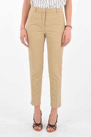 Hidden Fastening Linen Blend Chino Pants