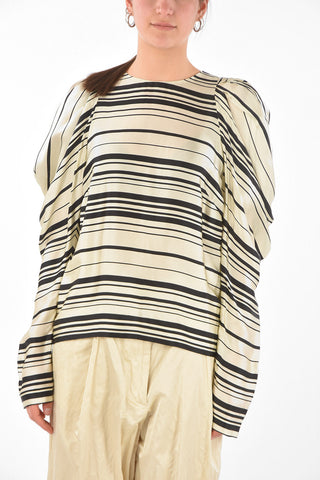 Puffed-sleeve COAL Satin Blouse