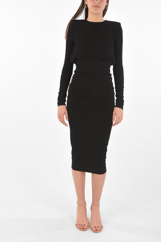 Bare Back Stretch Sheath Dress with Bow