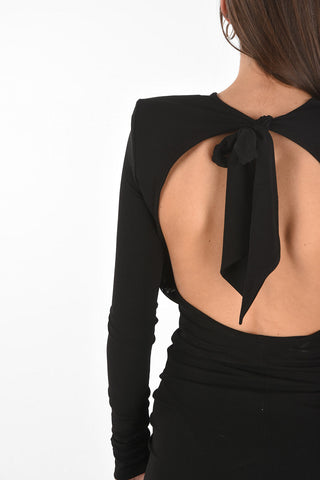 Bare Back Stretch Sheath Dress with Bow