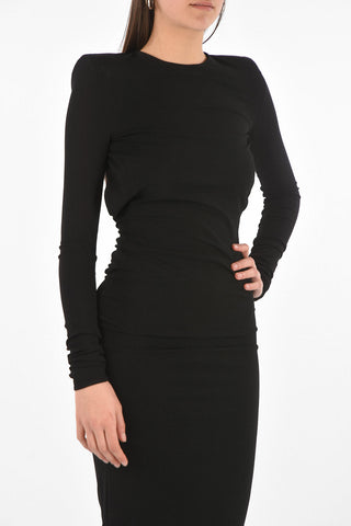 Bare Back Stretch Sheath Dress with Bow