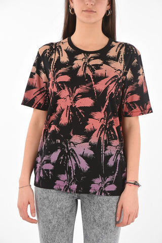 T-Shirt Girocollo con Stampa Dip-Dye 