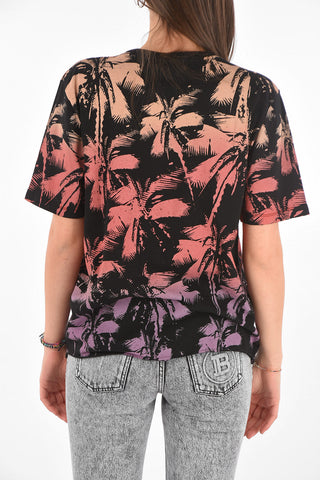 T-Shirt Girocollo con Stampa Dip-Dye 