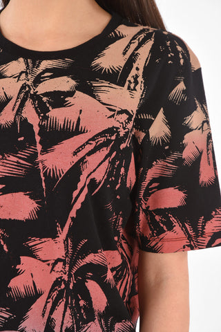T-Shirt Girocollo con Stampa Dip-Dye 