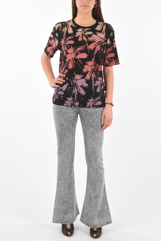 T-Shirt Girocollo con Stampa Dip-Dye 