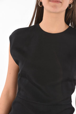 Sleeveless Back Zipped Wool Blend Dress