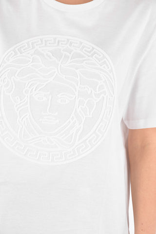 T-Shirt Girocollo in Cotone con Logo Ricamato