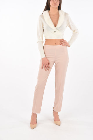 Removable Fur Detail Wrap Crop Sweater