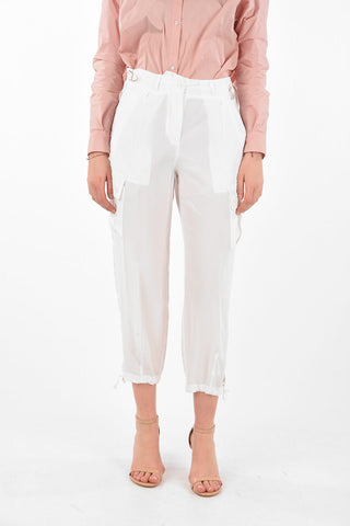 Pantaloni Cargo in Seta con Coulisse alla Caviglia