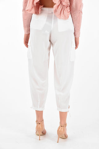 Pantaloni Cargo in Seta con Coulisse alla Caviglia