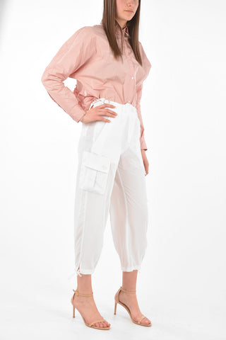 Pantaloni Cargo in Seta con Coulisse alla Caviglia
