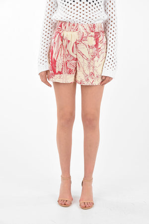 Elastic Waistband Printed Cotton Shorts