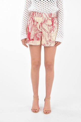 Elastic Waistband Printed Cotton Shorts