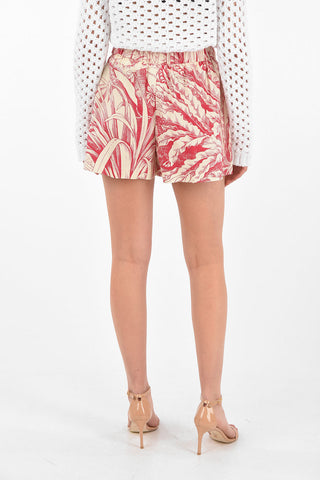 Elastic Waistband Printed Cotton Shorts