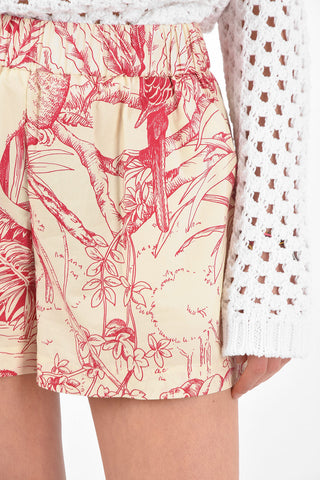 Elastic Waistband Printed Cotton Shorts