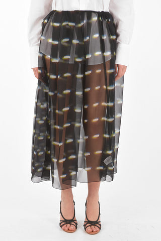 LEN LYE Abstract Motif Silk Midi Skirt