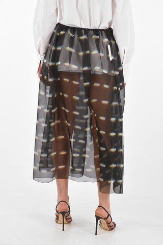 LEN LYE Abstract Motif Silk Midi Skirt