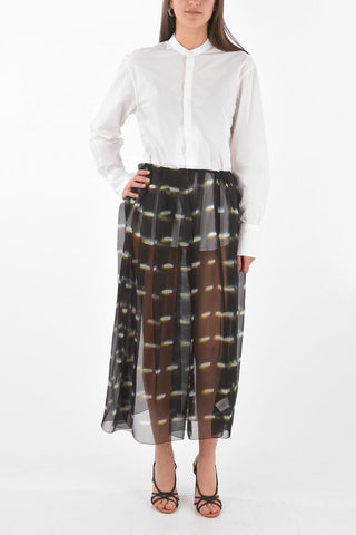 LEN LYE Abstract Motif Silk Midi Skirt