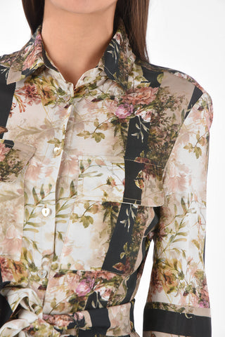 3/4-Sleeved Floral Patterned Saharan Shirt Dress