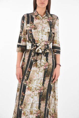3/4-Sleeved Floral Patterned Saharan Shirt Dress