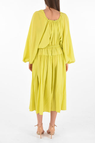 Vestito Midi in Seta con Scollo con Coulisse