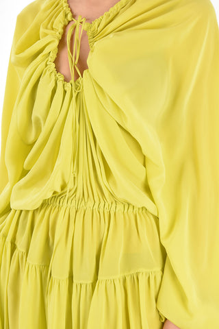 Vestito Midi in Seta con Scollo con Coulisse