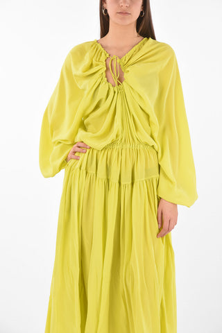 Vestito Midi in Seta con Scollo con Coulisse