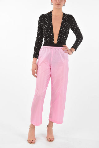 Pantaloni Cropped Gessati in Seta