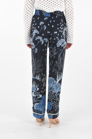 Floral Patterned Silk Palazzo Pants