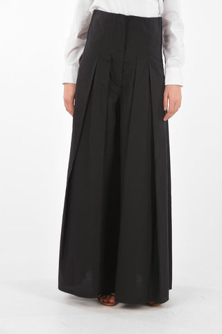 Pleated Cotton Blend Trouser-Skirt