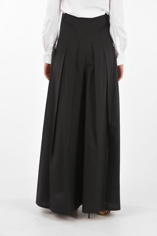 Pleated Cotton Blend Trouser-Skirt