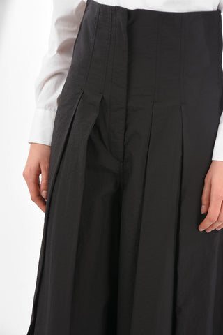 Pleated Cotton Blend Trouser-Skirt