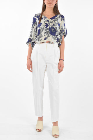 Double-pleated High-waisted Pants with Belt Loops