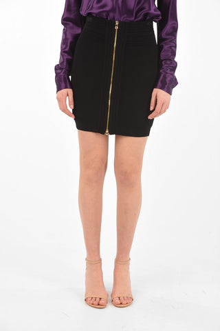 Front Zipped High-waisted Knitted Miniskirt