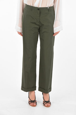 Pantaloni Chino in Cotone con Risvolto