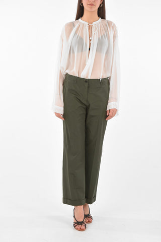 Pantaloni Chino in Cotone con Risvolto