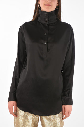 Buttoned Turtleneck CONTISY Silk Blouse