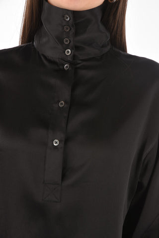 Buttoned Turtleneck CONTISY Silk Blouse