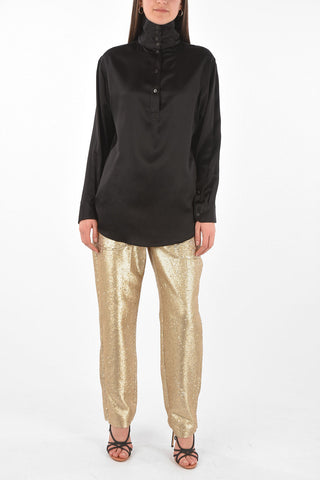 Buttoned Turtleneck CONTISY Silk Blouse