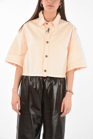 Camicia Crop in Denim con Maniche 3/4