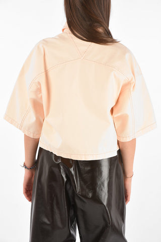 Camicia Crop in Denim con Maniche 3/4