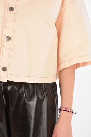 Camicia Crop in Denim con Maniche 3/4