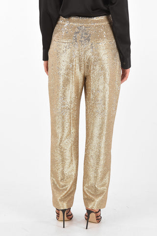 Pantaloni 4 Tasche Paillettati con Cintura