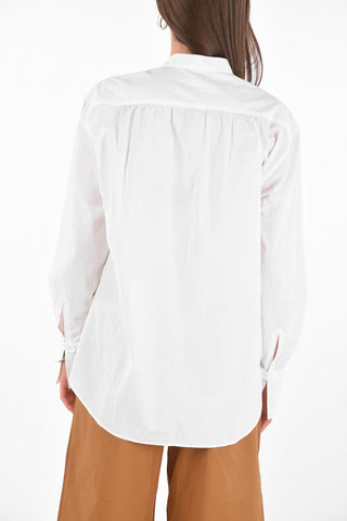 Camicia in Cotone e Lino con Collo Coreano