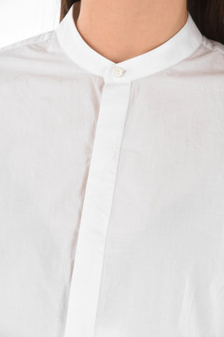 Camicia in Cotone e Lino con Collo Coreano