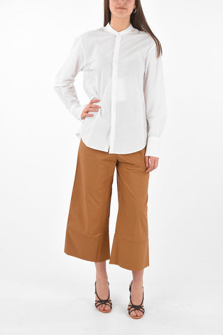 Camicia in Cotone e Lino con Collo Coreano