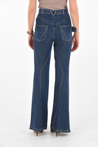 Jeans 5 Tasche Bootcut con Cuciture a Vista