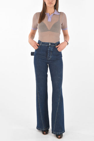 Jeans 5 Tasche Bootcut con Cuciture a Vista